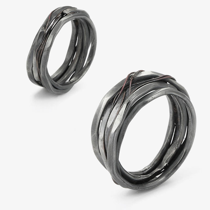 Anello di protezione in treccia di rame in argento sterling 999 Buddha Stones