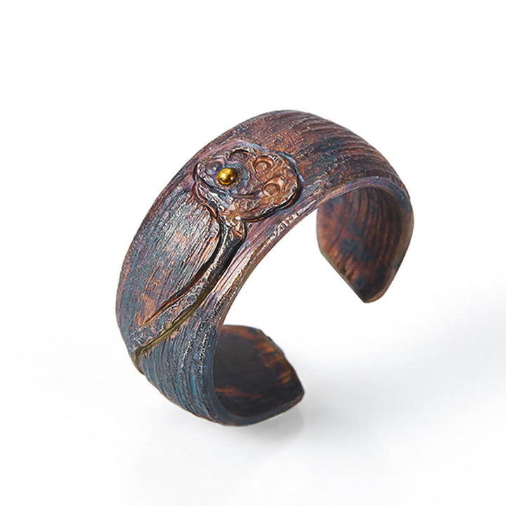 Anello di protezione regolabile in argento sterling 999 con Buddha Stones, stile retrò