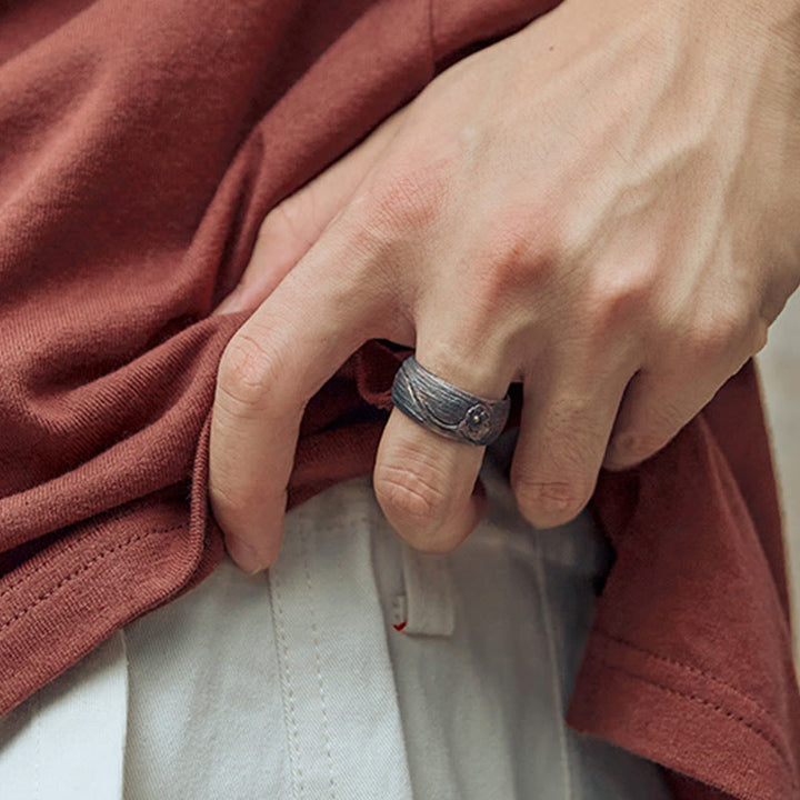 Anello di protezione regolabile in argento sterling 999 con Buddha Stones, stile retrò - image 11