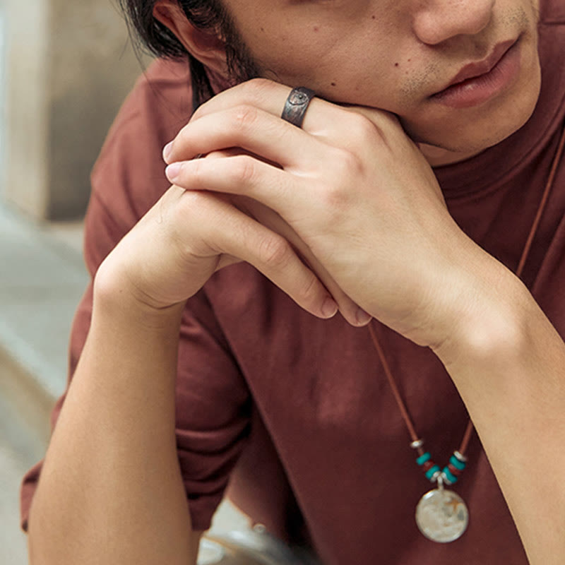 Anello di protezione regolabile in argento sterling 999 con Buddha Stones, stile retrò - image 10