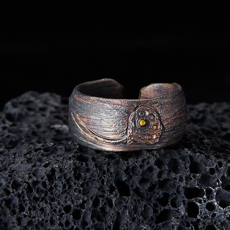 Anello di protezione regolabile in argento sterling 999 con Buddha Stones, stile retrò - image 1