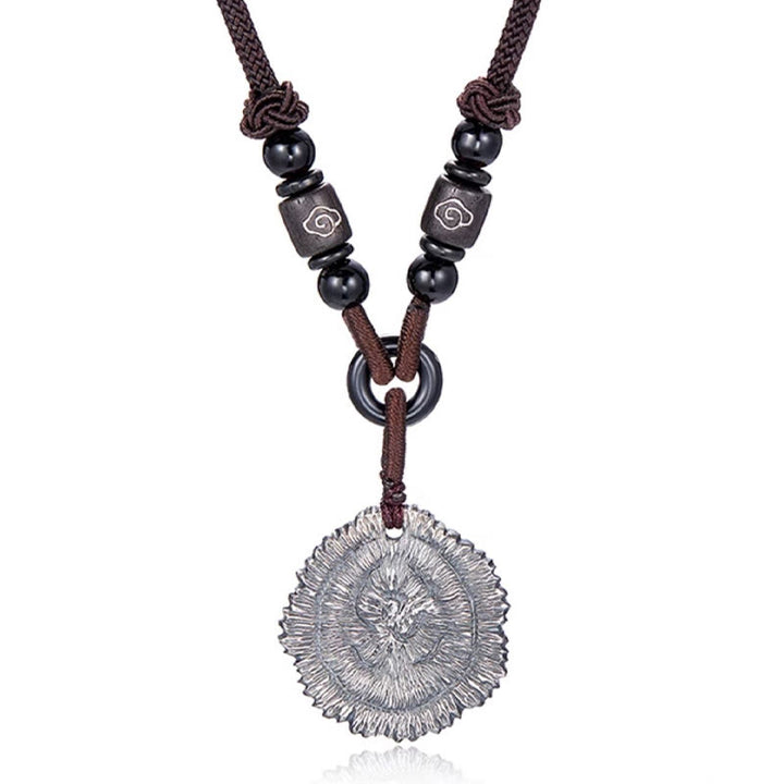 Collana pendente in corda di cotone Sophora Flavescens in argento sterling 999 Buddha Stones