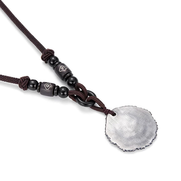 Collana pendente in corda di cotone Sophora Flavescens in argento sterling 999 Buddha Stones