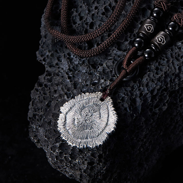 Collana pendente in corda di cotone Sophora Flavescens in argento sterling 999 Buddha Stones