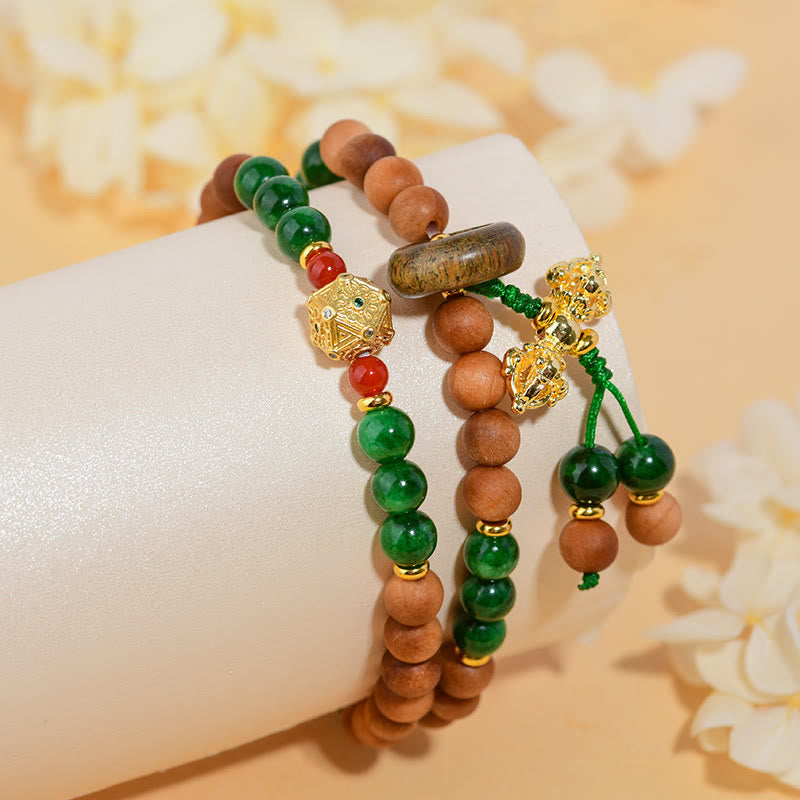 Buddha Stones Sandalo Legno Perline Tibet Dorje Vajra Doppio Design Intrecciato Protezione Braccialetto Guarigione