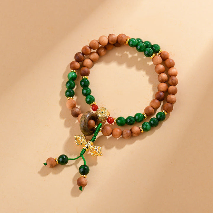Buddha Stones Sandalo Legno Perline Tibet Dorje Vajra Doppio Design Intrecciato Protezione Braccialetto Guarigione