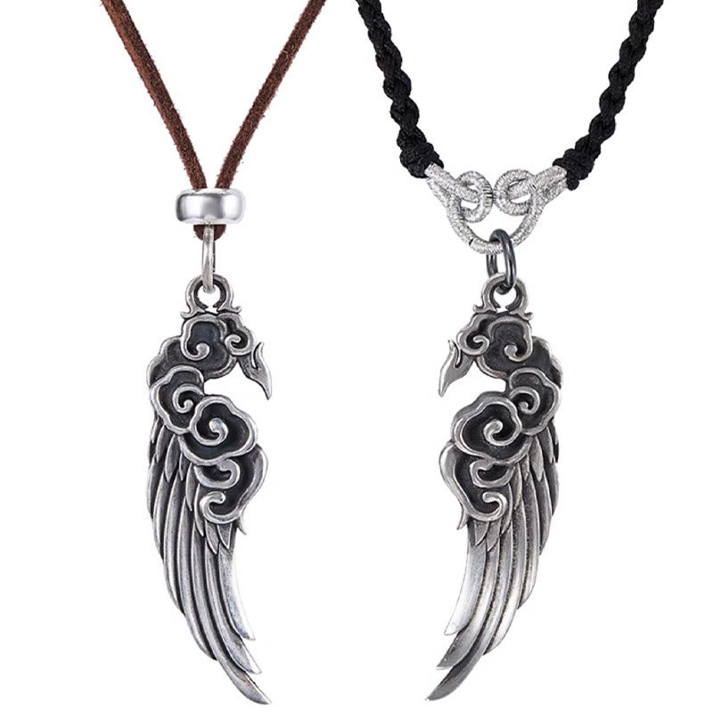 Collana con ciondolo in corda di cotone con Buddha Stones, in argento sterling 925, con nuvole di buon auspicio, in pelle di daino - image 9