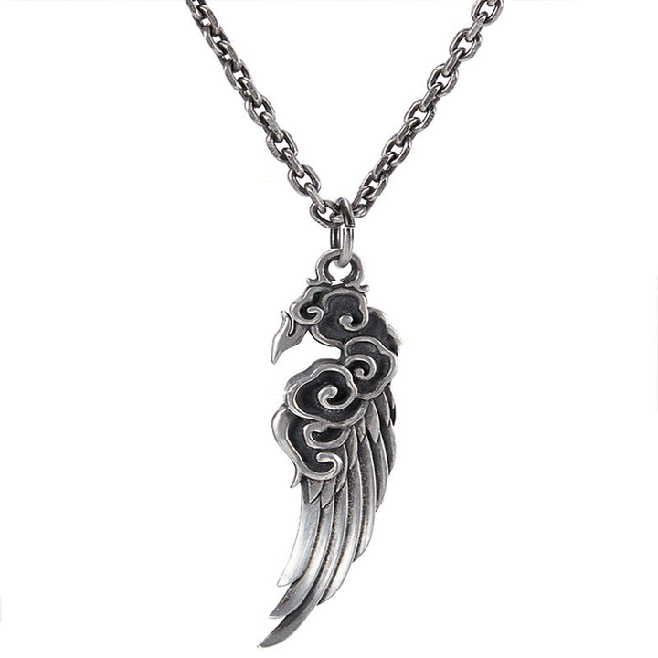 Collana con ciondolo in corda di cotone con Buddha Stones, in argento sterling 925, con nuvole di buon auspicio, in pelle di daino