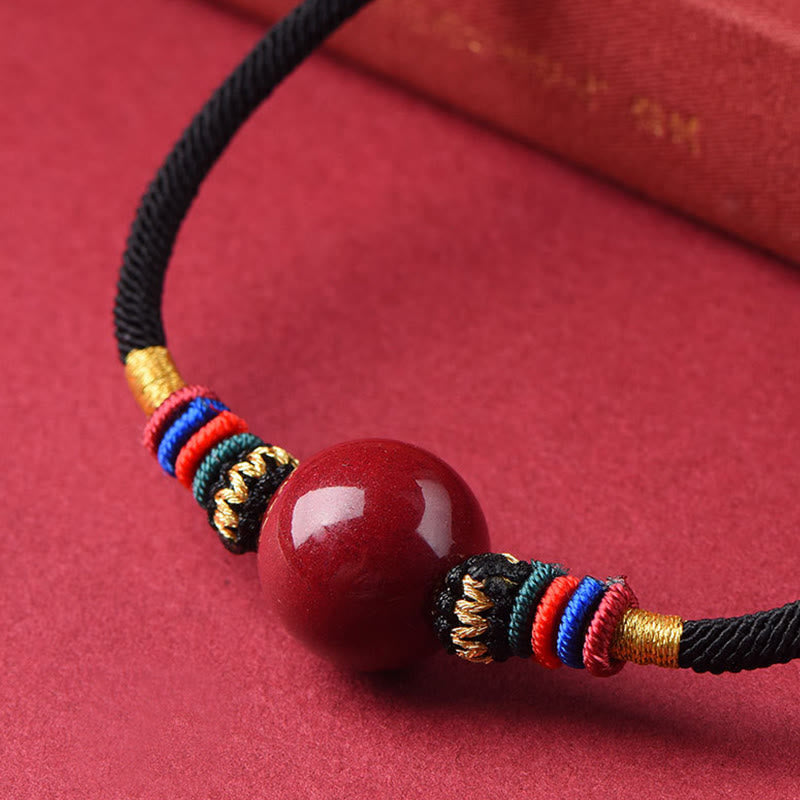 Collana con ciondolo con perline portafortuna in cinabro Buddha Stones, per tenere lontani gli spiriti maligni