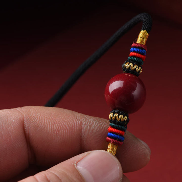 Collana con ciondolo con perline portafortuna in cinabro Buddha Stones, per tenere lontani gli spiriti maligni