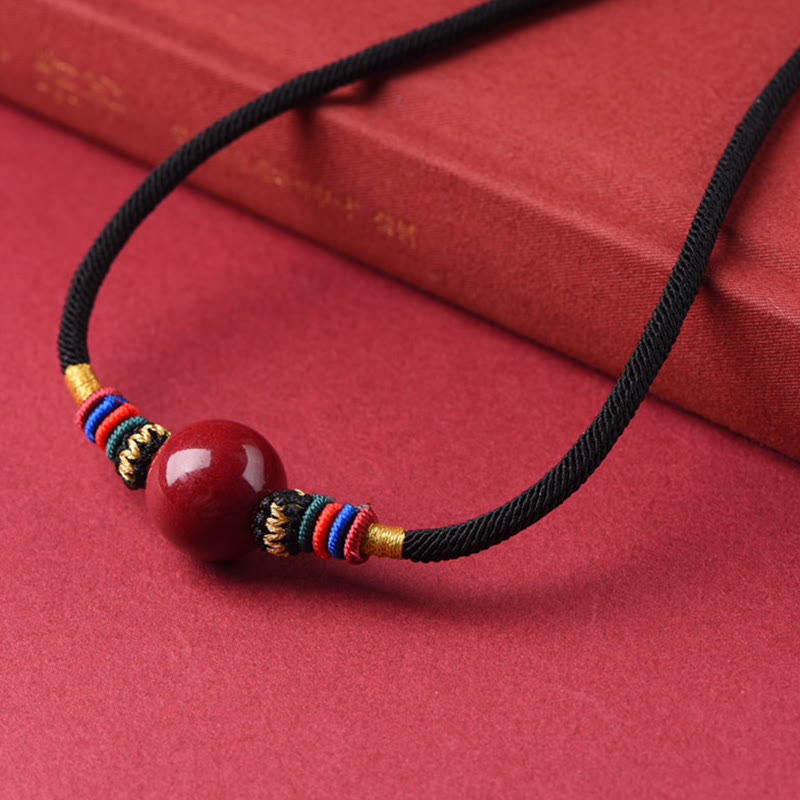 Collana con ciondolo con perline portafortuna in cinabro Buddha Stones, per tenere lontani gli spiriti maligni