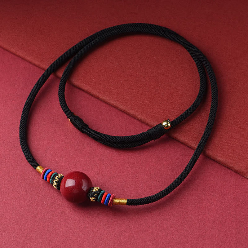 Collana con ciondolo con perline portafortuna in cinabro Buddha Stones, per tenere lontani gli spiriti maligni