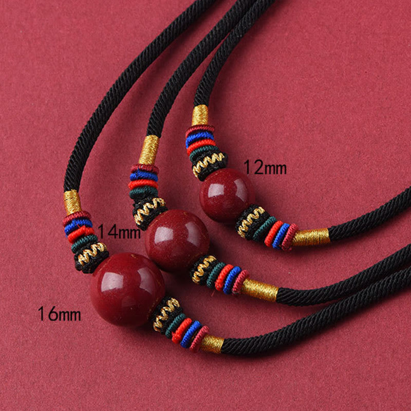 Collana con ciondolo con perline portafortuna in cinabro Buddha Stones, per tenere lontani gli spiriti maligni
