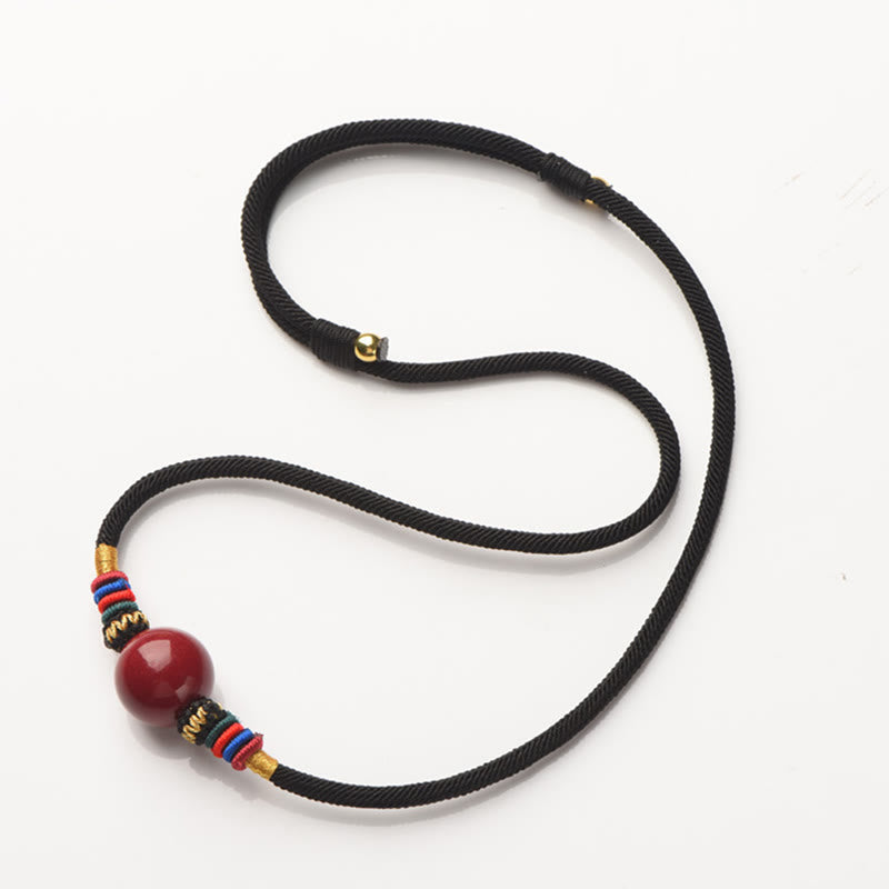 Collana con ciondolo con perline portafortuna in cinabro Buddha Stones, per tenere lontani gli spiriti maligni