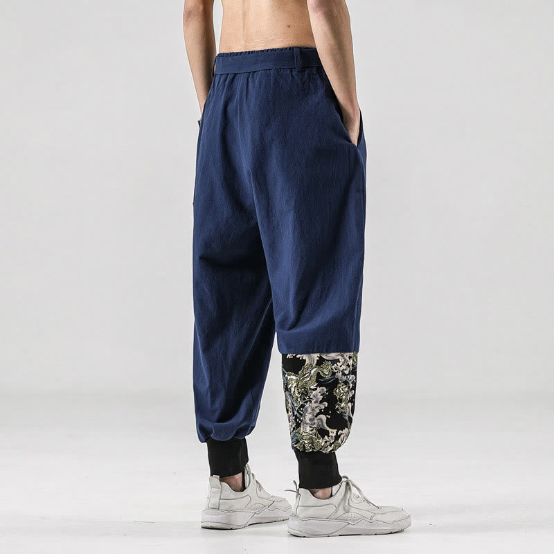 Pantaloni harem da uomo con lacci e tasche, con stampa "Onde oceaniche" e motivo Buddha Stones. - image 31