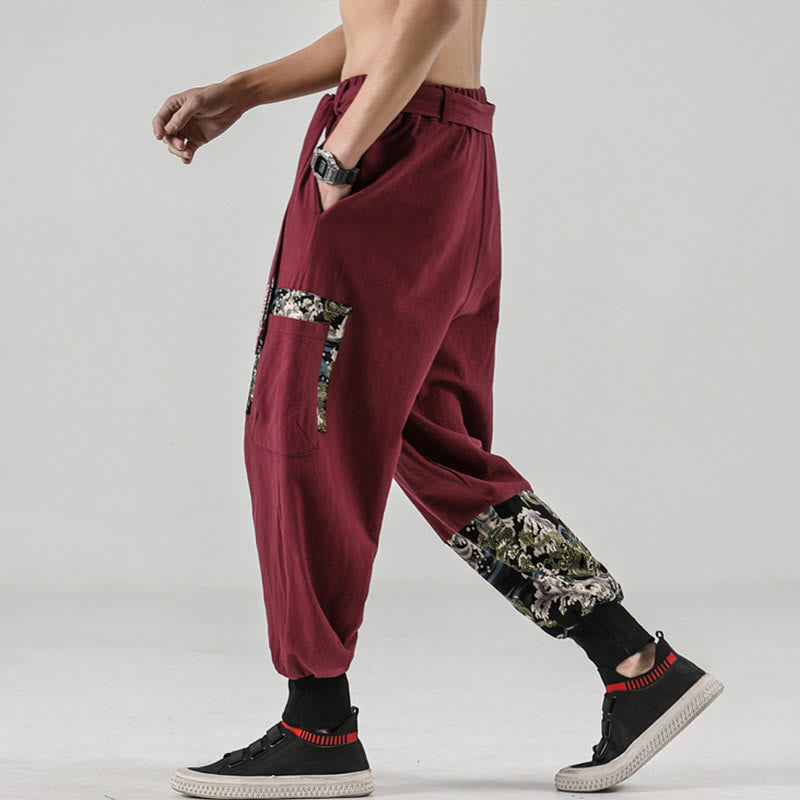Pantaloni harem da uomo con lacci e tasche, con stampa "Onde oceaniche" e motivo Buddha Stones. - image 17