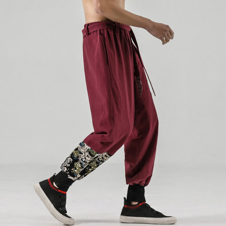 Pantaloni harem da uomo con lacci e tasche, con stampa "Onde oceaniche" e motivo Buddha Stones. - image 16