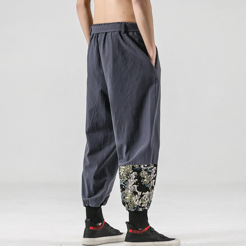 Pantaloni harem da uomo con lacci e tasche, con stampa "Onde oceaniche" e motivo Buddha Stones. - image 23