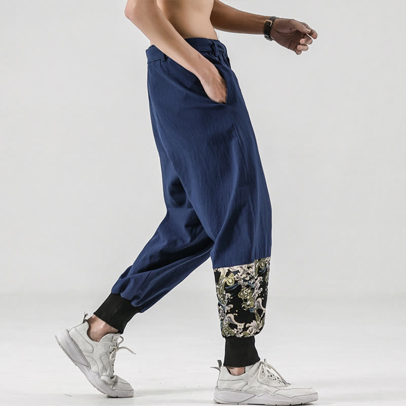 Pantaloni harem da uomo in cotone con lacci e tasche Buddha Stones Ocean Waves - image 32
