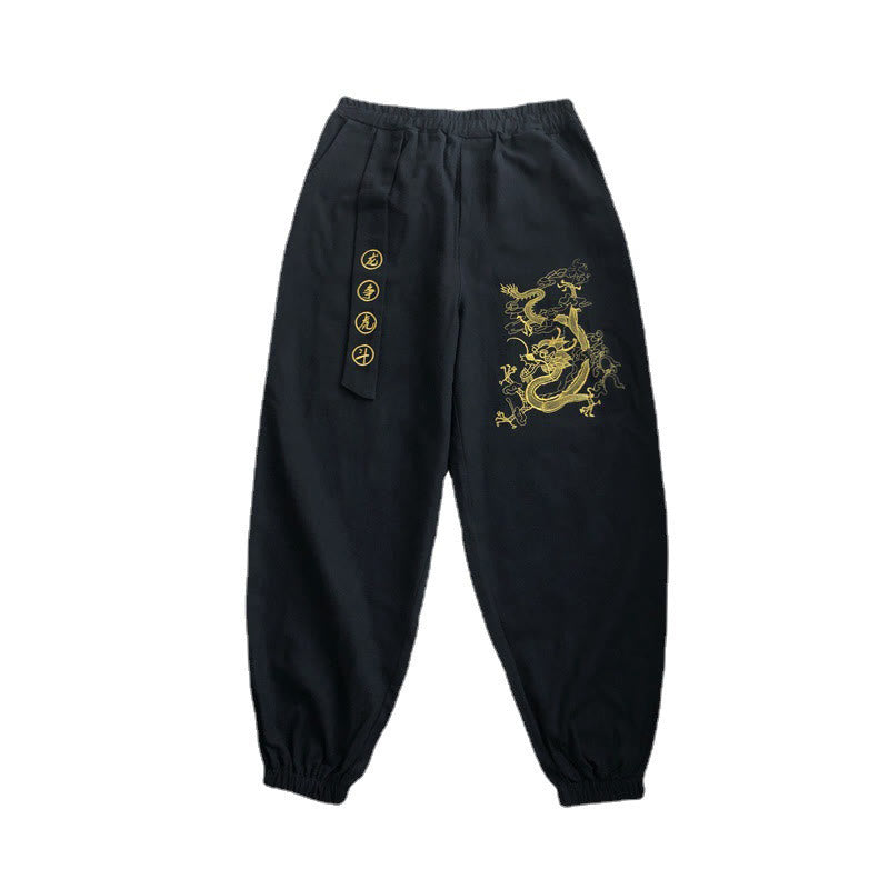 Pantaloni da uomo in cotone con tasche , Buddha Stones, nuvole di buon auspicio, drago - image 7