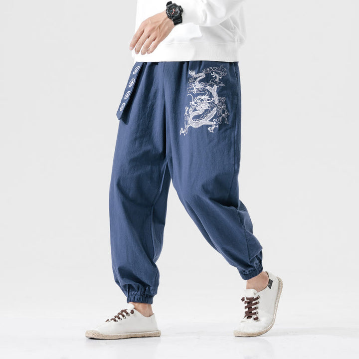 Pantaloni da uomo in cotone con tasche , Buddha Stones, nuvole di buon auspicio, drago - image 8