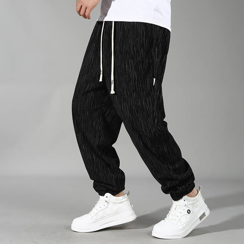 Pantaloni da uomo a gamba dritta con coulisse, modello Buddha Stones, taglie forti, estivi, tinta unita, con tasche - image 1