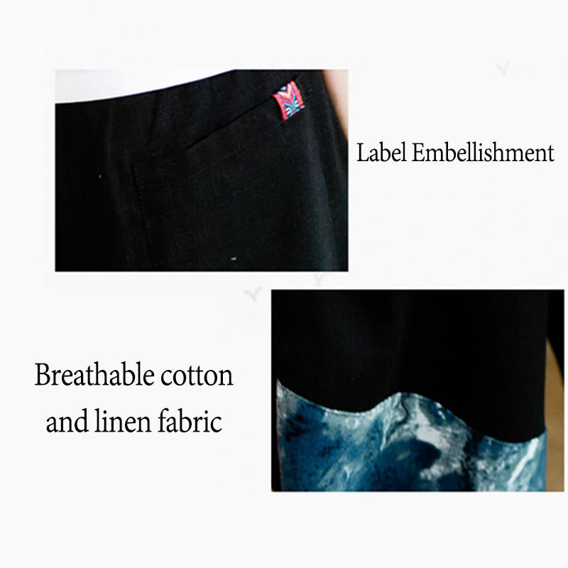 Pantaloni da uomo in cotone con coulisse, modello patchwork Buddha Stones, con tasche - image 21