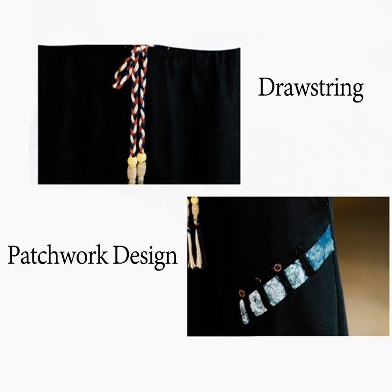 Pantaloni da uomo in cotone con coulisse, modello patchwork Buddha Stones, con tasche - image 22