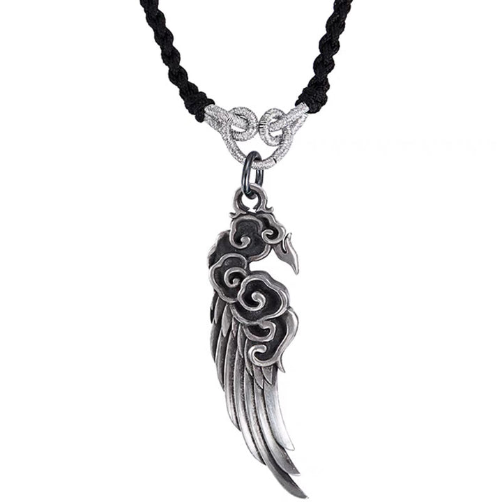 Collana con ciondolo in corda di cotone con Buddha Stones, in argento sterling 925, con nuvole di buon auspicio, in pelle di daino - corda di cotone - image 8