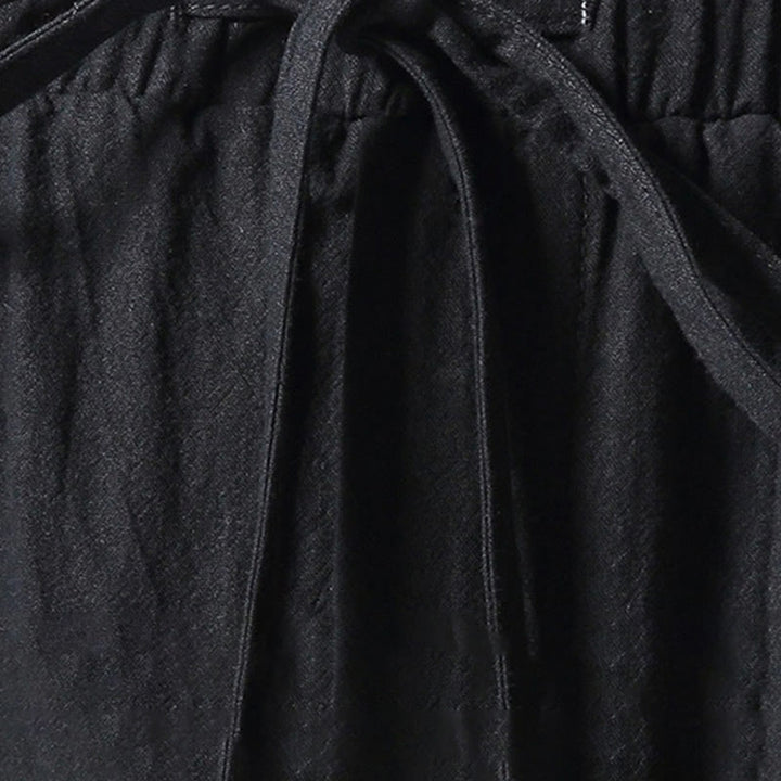 Pantaloni harem da uomo con coulisse e tasche con ricamo a gru bianca Buddha Stones - image 12