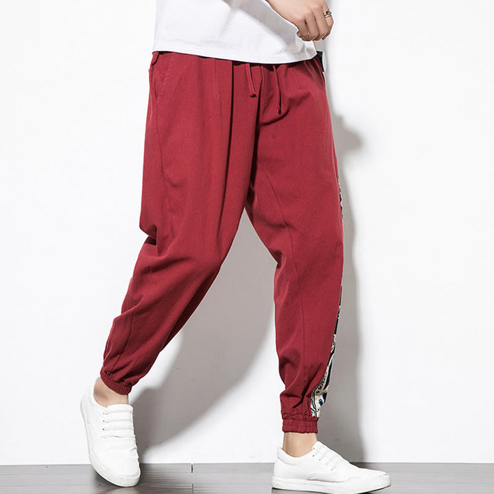 Pantaloni da uomo in cotone Buddha Stones Summer Dragon Waves con tasche - image 25