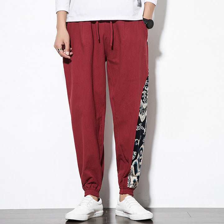 Pantaloni da uomo in cotone Buddha Stones Summer Dragon Waves con tasche