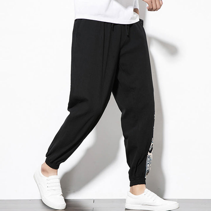 Pantaloni da uomo in cotone Buddha Stones Summer Dragon Waves con tasche
