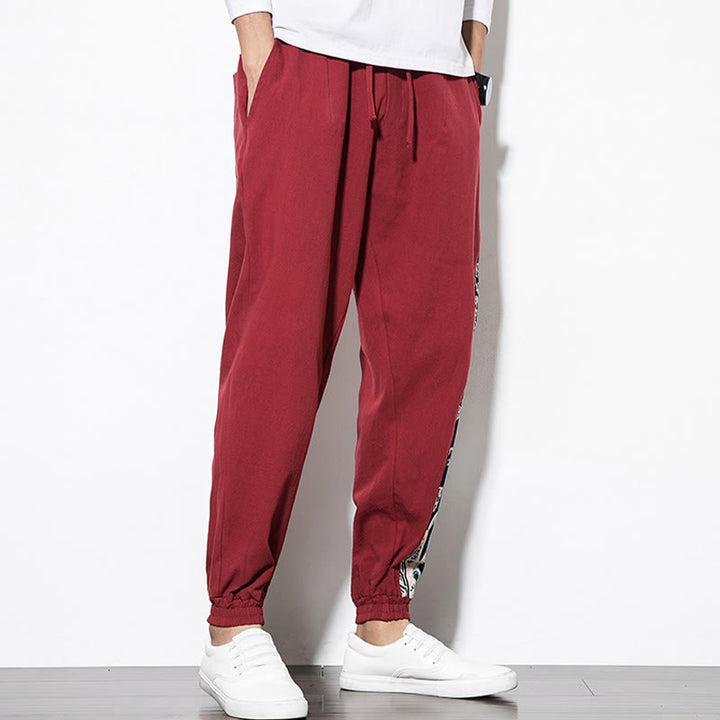 Pantaloni da uomo in cotone Buddha Stones Summer Dragon Waves con tasche