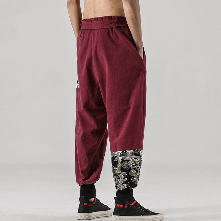 Pantaloni harem da uomo con lacci e tasche, con stampa "Onde oceaniche" e motivo Buddha Stones. - image 15