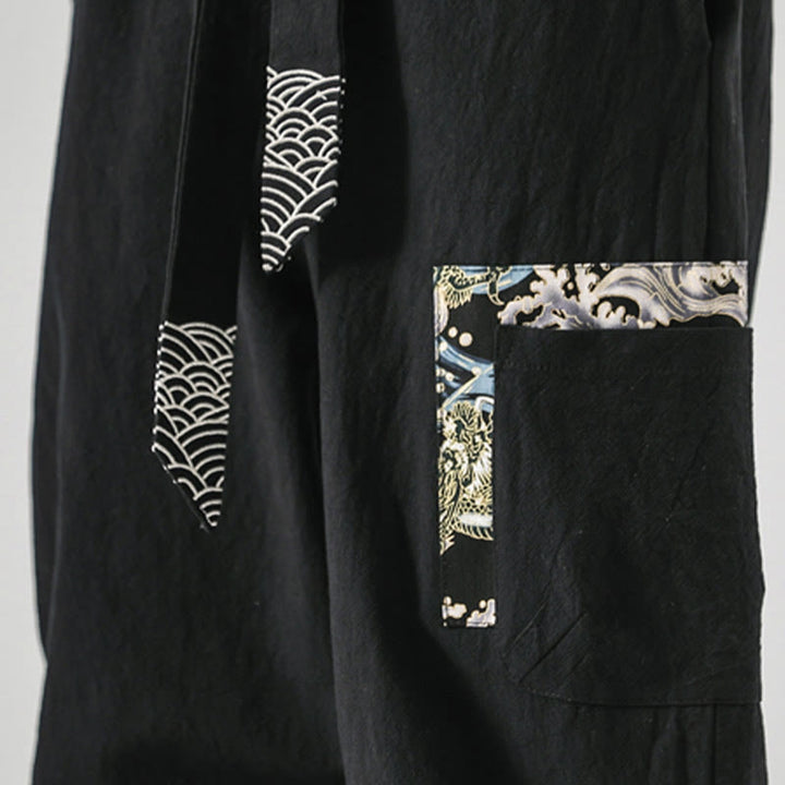 Pantaloni harem da uomo con lacci e tasche, con stampa "Onde oceaniche" e motivo Buddha Stones. - image 10