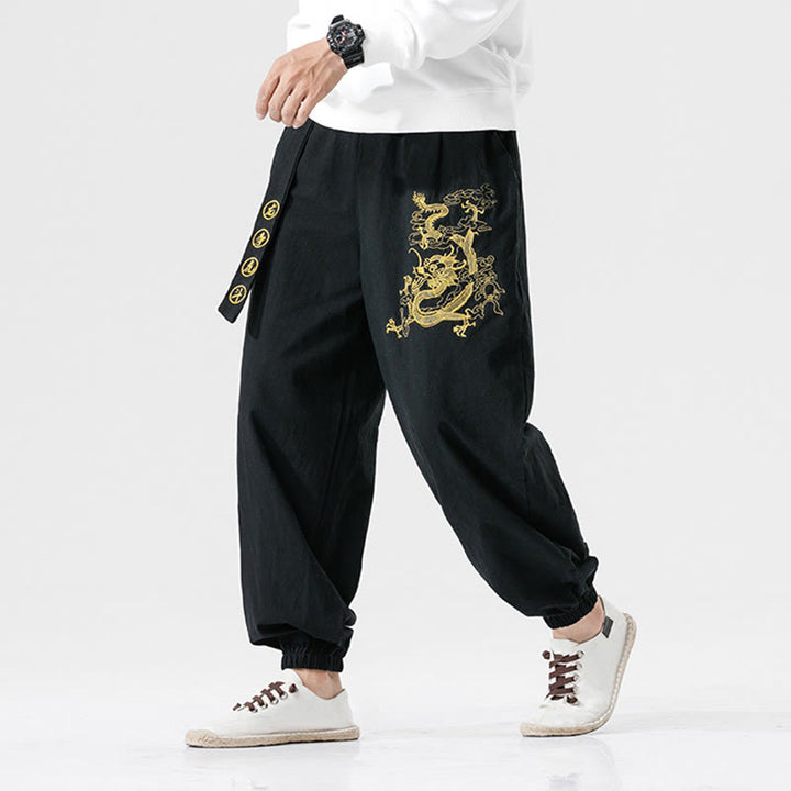 Pantaloni da uomo in cotone con tasche , Buddha Stones, nuvole di buon auspicio, drago - image 4