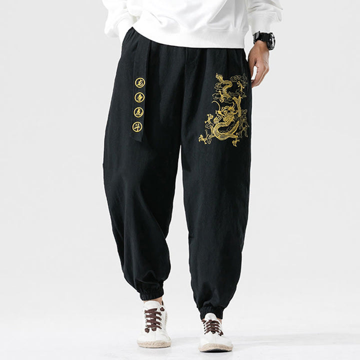 Pantaloni da uomo in cotone con tasche , Buddha Stones, nuvole di buon auspicio, drago - image 6
