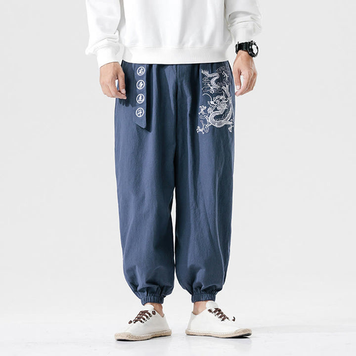 Pantaloni da uomo in cotone con tasche , Buddha Stones, nuvole di buon auspicio, drago - image 9