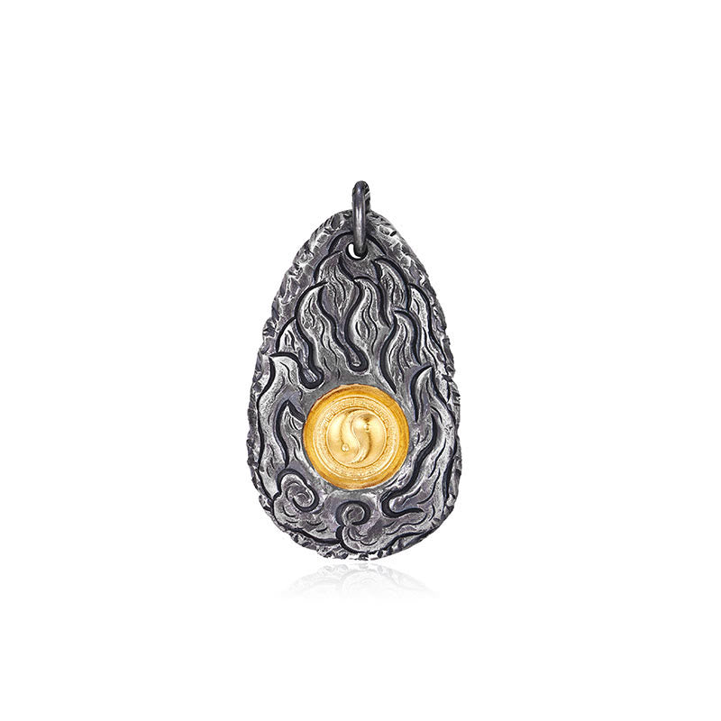 Buddha Stones 999 Argento Sterling 999 Oro Tai Chi Yin Yang Collana Pendente