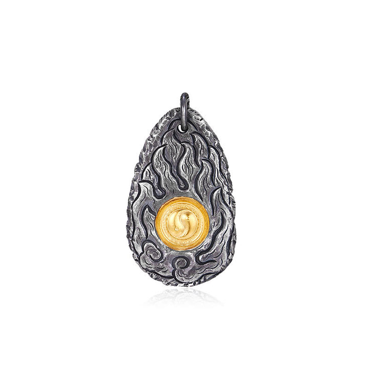 Buddha Stones 999 Argento Sterling 999 Oro Tai Chi Yin Yang Collana Pendente