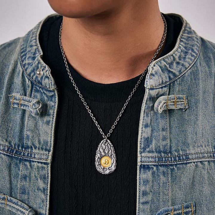 Buddha Stones 999 Argento Sterling 999 Oro Tai Chi Yin Yang Collana Pendente