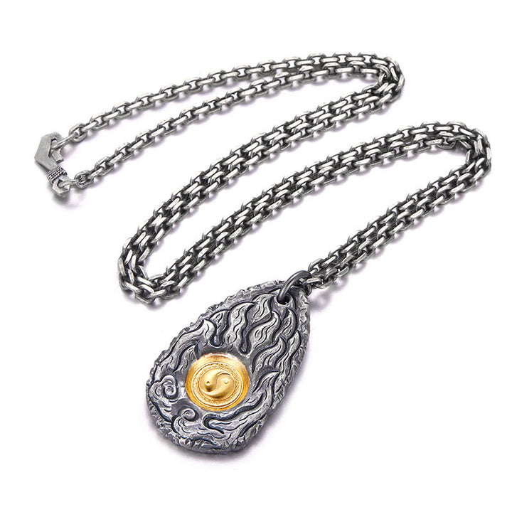 Buddha Stones 999 Argento Sterling 999 Oro Tai Chi Yin Yang Collana Pendente