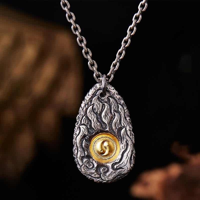 Buddha Stones 999 Argento Sterling 999 Oro Tai Chi Yin Yang Collana Pendente