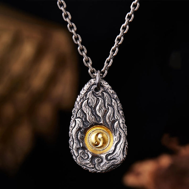 Buddha Stones 999 Argento Sterling 999 Oro Tai Chi Yin Yang Collana Pendente
