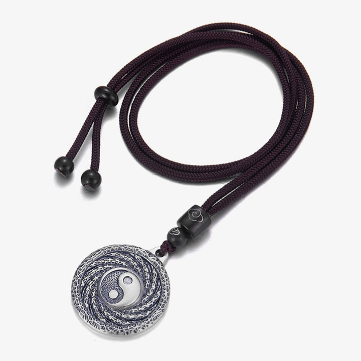Buddha Stones 999 Sterling Silver Tai Chi Yin Yang Bagua Design Fantasmi di montagna Spendere soldi Collana pendente - image 2