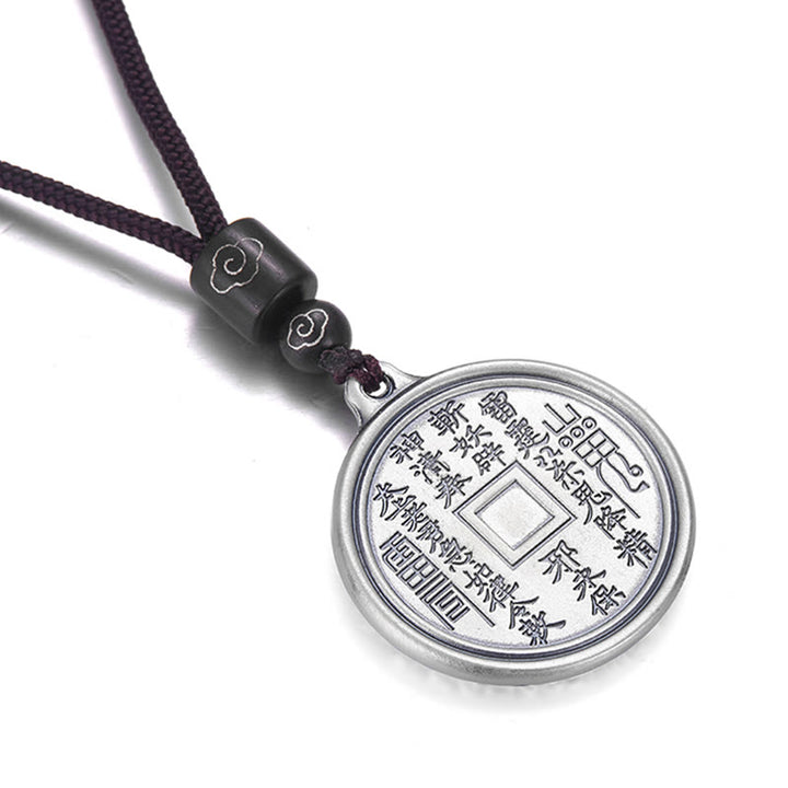 Buddha Stones 999 Sterling Silver Tai Chi Yin Yang Bagua Design Fantasmi di montagna Spendere soldi Collana pendente - image 4