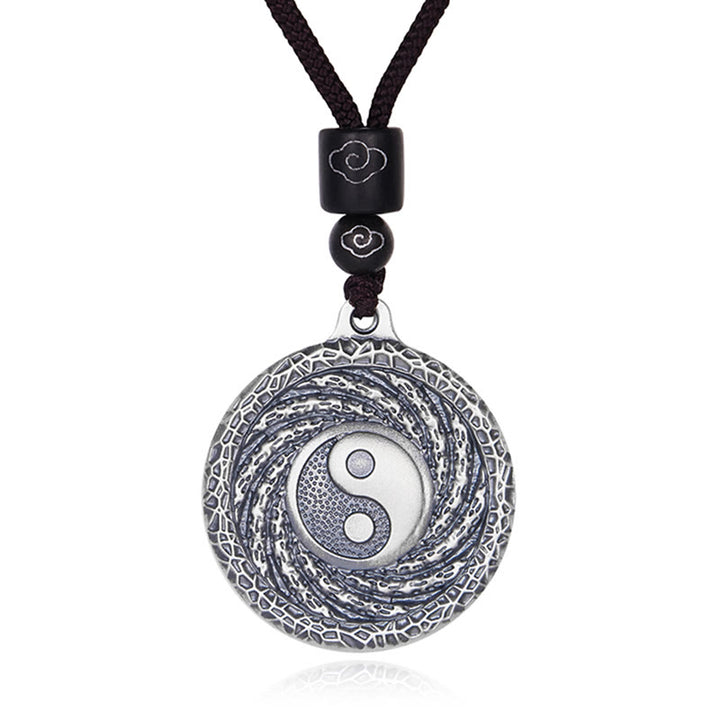 Buddha Stones 999 Sterling Silver Tai Chi Yin Yang Bagua Design Fantasmi di montagna Spendere soldi Collana pendente - image 20