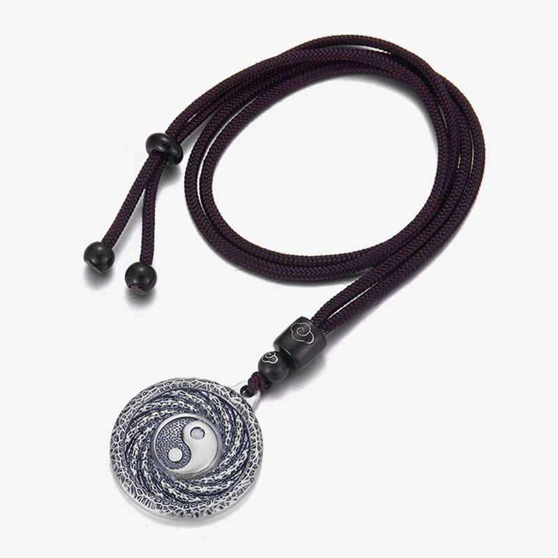 Buddha Stones 999 Sterling Silver Tai Chi Yin Yang Bagua Design Fantasmi di montagna Spendere soldi Collana pendente - image 1