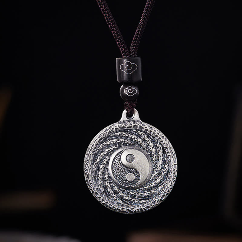 Buddha Stones 999 Sterling Silver Tai Chi Yin Yang Bagua Design Fantasmi di montagna Spendere soldi Collana pendente - image 21